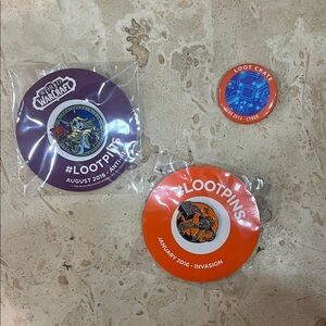Loot Crate Collectible Pin Set - Purple, Orange, Blue